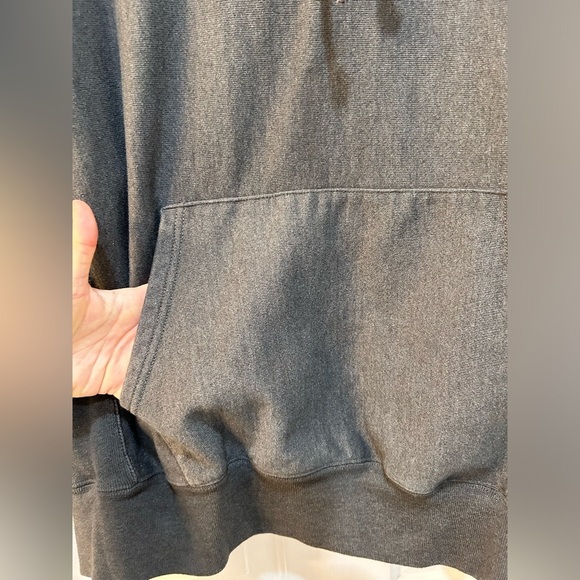 Champion Reverse Weave Dark Gray Hoodie Sz L Heavyweight Pullover Sweatshirt - Picture 5 of 10